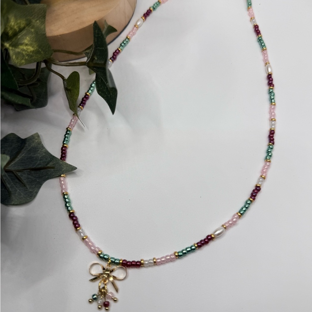 Holly Bow Holiday Necklace - Picture 4 of 4